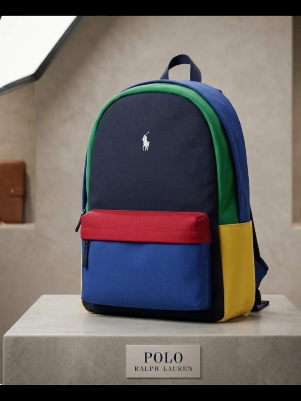 NEW! Polo by Ralph Lauren Navy, Blue, Green & Red Colorblock Backpack NWT